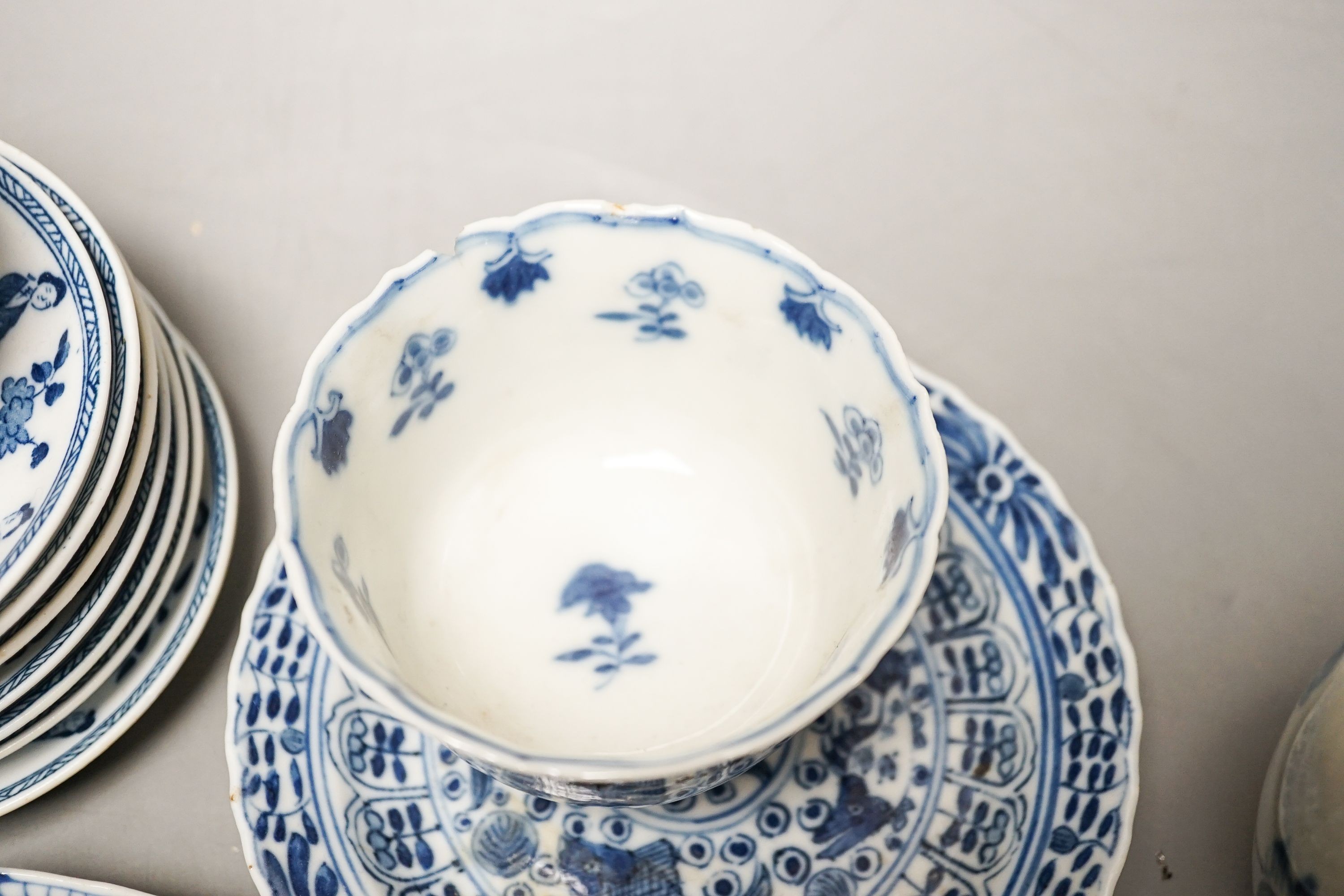 A group of Chinese porcelain teabowls and saucers, 18th-20th century